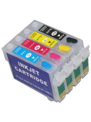 Cartouches rechargeables pour Epson T1281-1284/T1291-1294/T1301-1304 avec auto reset puces (4pc) 9208